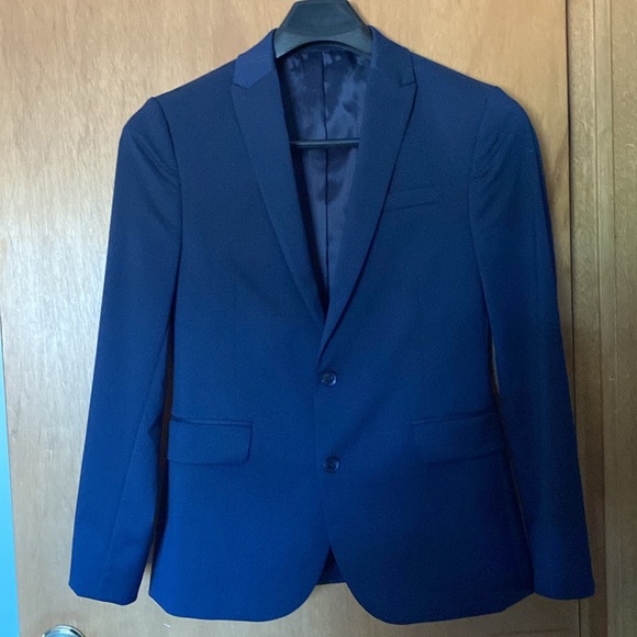Men’s JF J.Ferrar Navy Blue Sport Coat/Suit Jacket size 38S 38 Short Slim Fit - Picture 1 of 16